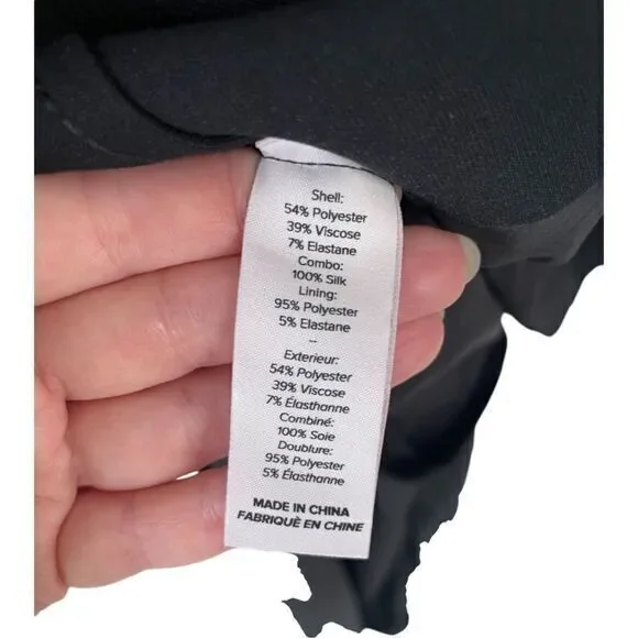 Cinq a Sept Drina Gown High‎ Low Crepe Satin Bow Size 6 Black - Picture 8 of 9